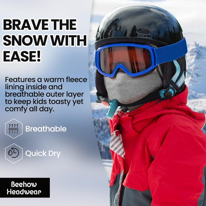 Beehow Store Kids Balaclava Ski Mask&Neck Gaiter Winter for Boys&Girls,Fleece Windproof Neck Warmer for Skiing Cycling Hiking - Image 3